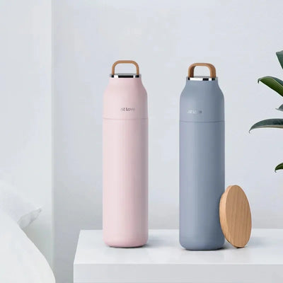 Stainless steel water bottle with a sleek design