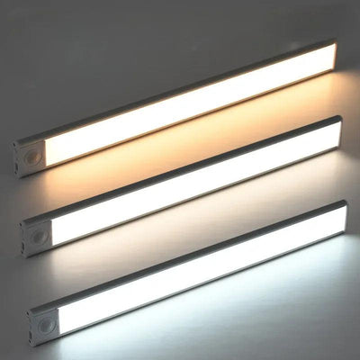LED under cabinet lighting highlighting countertop accessories